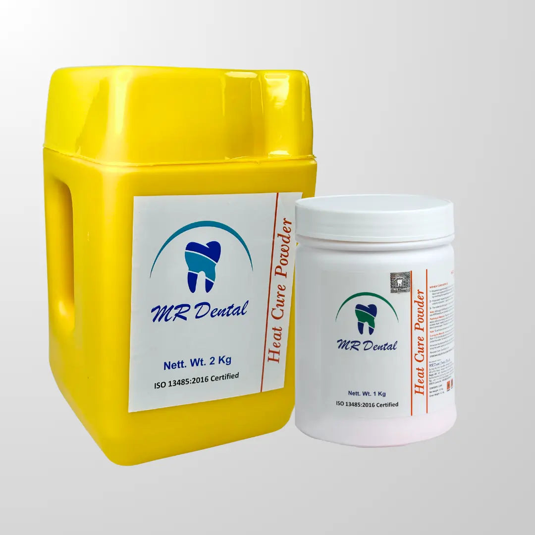 Two containers of MR Dental Heat Cure Powder with total capacity of 3 kg