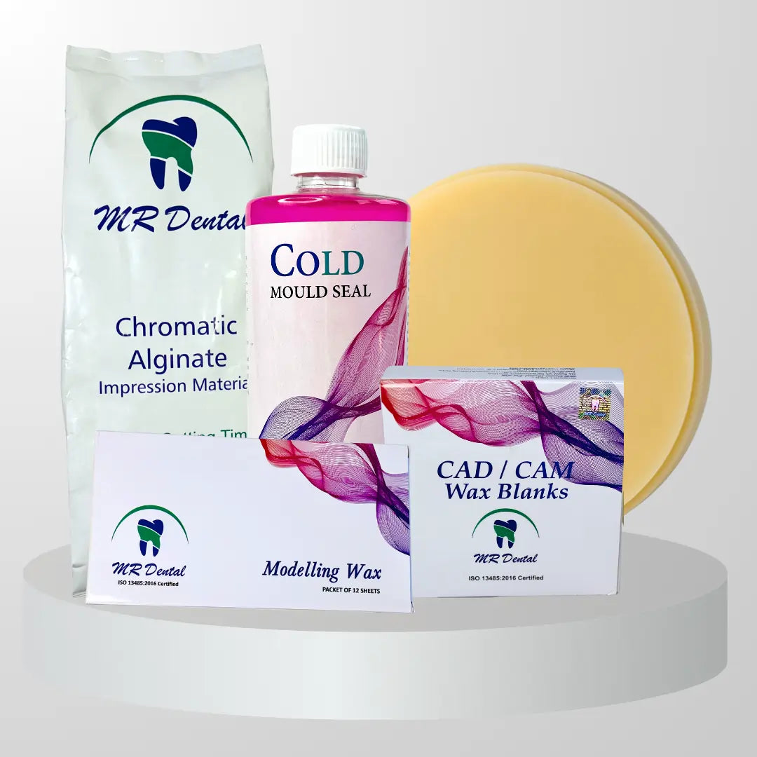 Impression Chromium Alginate, Cold mould Seal, Cad Cam & modelling Wax along with PMMA Disc Collection
