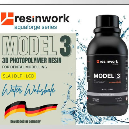 Resinwork Model 3 Aquaforge Water Washable 3D Photopolymer Resin for Dental Modelling (Developed in Germany)