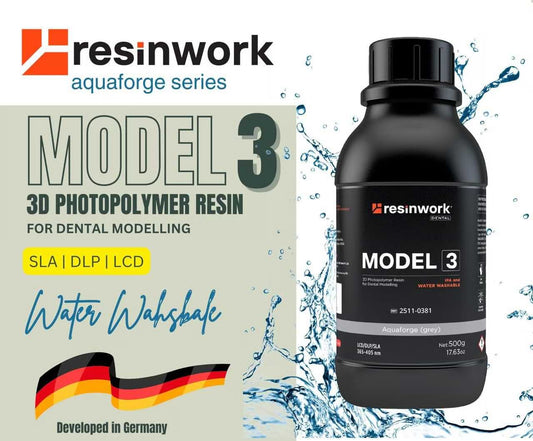 Resinwork Model 3 Aquaforge Water Washable 3D Photopolymer Resin for Dental Modelling (Developed in Germany)