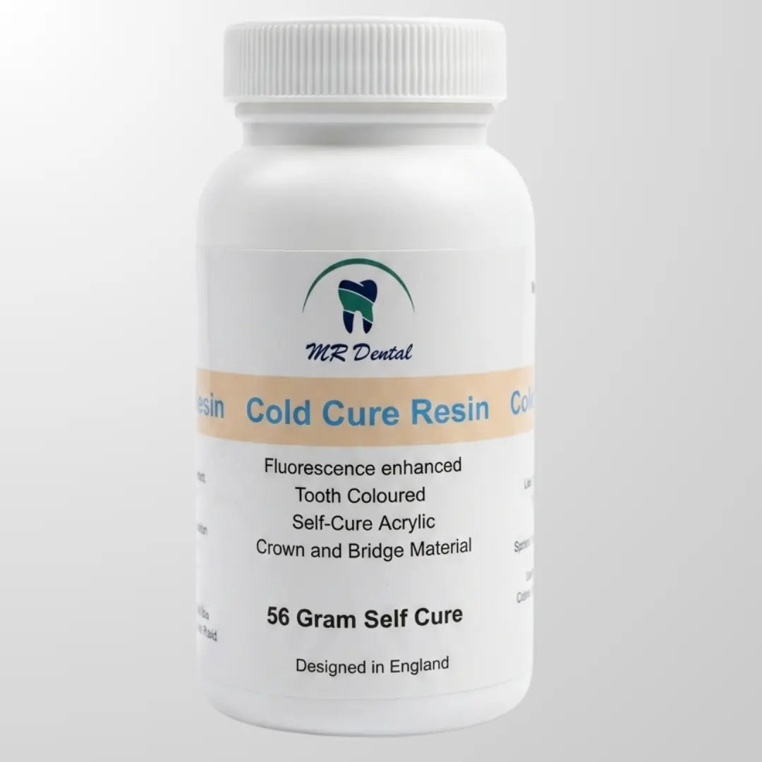 M R Dental Cold Cure Resin - Tooth Coloured Self-Cure Acrylic for Temporary Crowns and Bridges (56g Bottle)