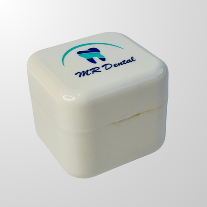 M R Dental Denture Storage Box - Hygienic Container for Dentures, Retainers, and Orthodontic Appliances (White)
